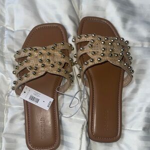 Torrid Beige and Brown Studded Sandals